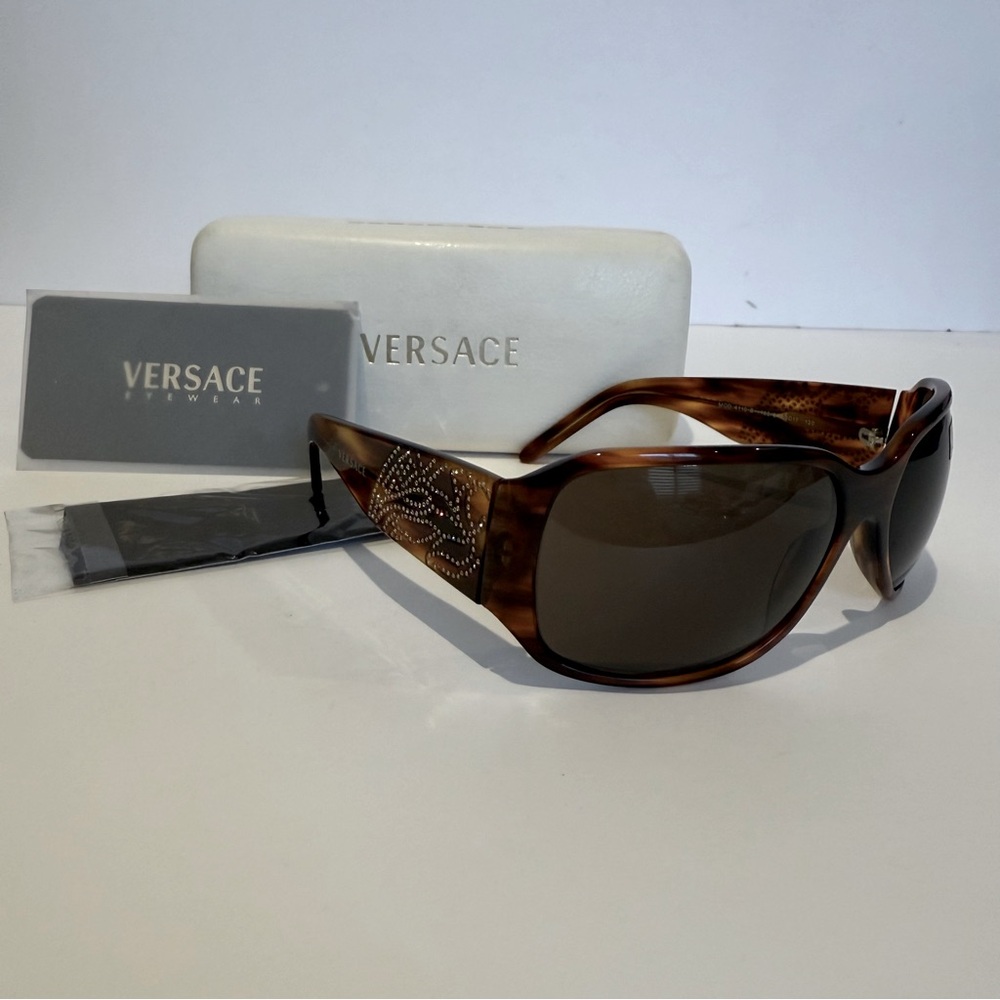 🆕 Authentic Versace Brown Sunglasses with Swaroski Crystals Details